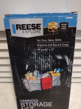 Reese Explore car van SUV trunk organizer hammock cargo storage net 60" x12"